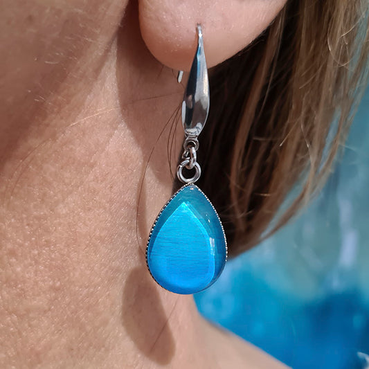 Aquarius Teardrop Earrings - Stainless Steel Hooks