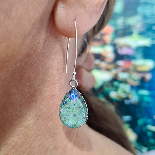 Brittle Blue Teardrop Earrings - Sterling Silver