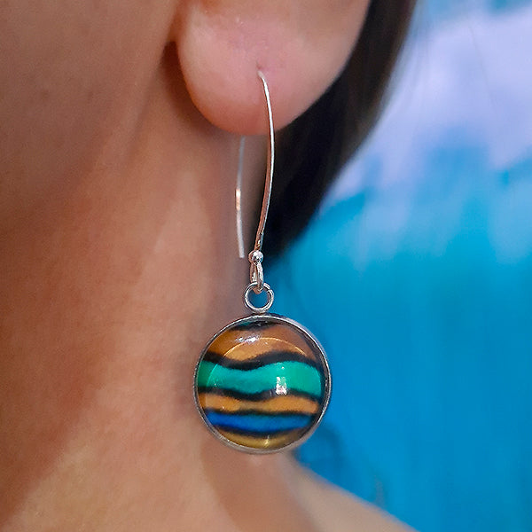 Mandarin Round Earrings Silver Wires