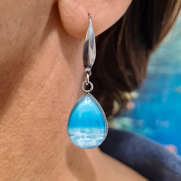 Ningaloo Sea Teardrop Earrings - Stainless Steel Hooks
