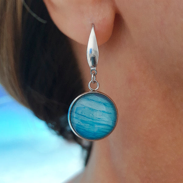 Ningaloo Sky Round Earrings - Stainless Steel Hooks