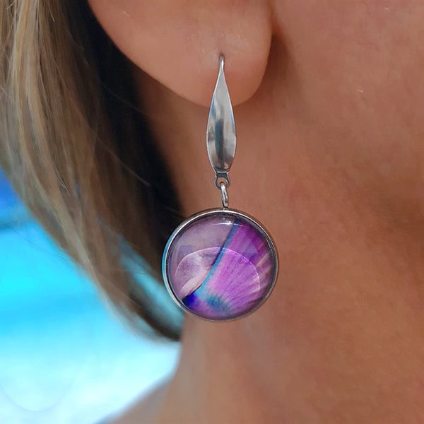 Parrotfish 2 Round Earrings - Stainless Steel Hooks