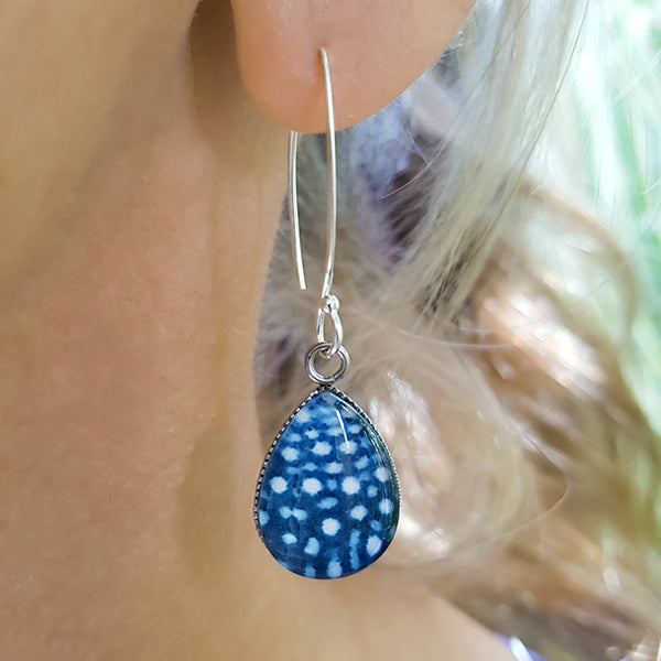 Whale Shark Dreaming – Sterling Silver Teardrop Earrings