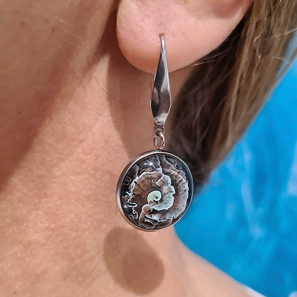 Capricorn Round Earrings Stainless Steel Hooks