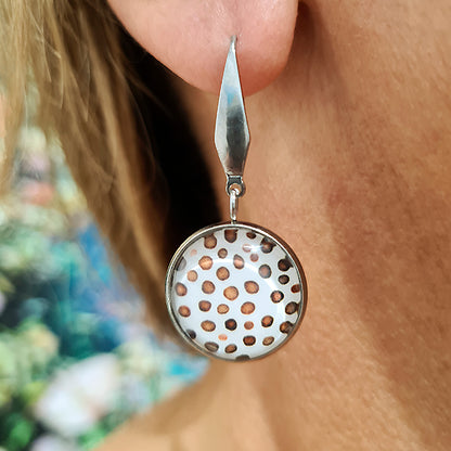 Cowrie Round Earrings - Stainless Steel Hooks
