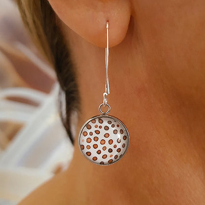 Cowrie Round Earrings - Sterling Silver Drop