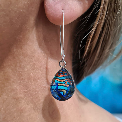 Mandarin Blue Teardrop Earrings - Sterling Silver