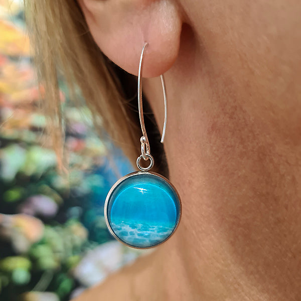 Ningaloo Sea Round Earrings Silver Wires