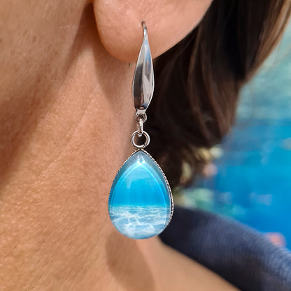 Ningaloo Sea Teardrop Earrings - Stainless Steel Hooks