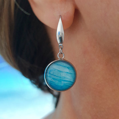 Ningaloo Sky Round Earrings - Stainless Steel Hooks