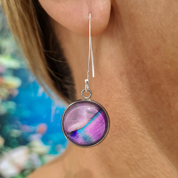 Parrotfish 2 Round Earrings Silver Wires