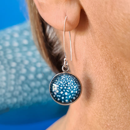 Whale Shark Dreaming Round Earrings - Sterling Silver Drops