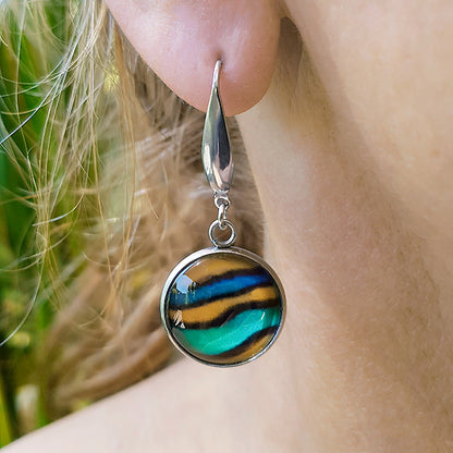 Mandarin Round Earrings - Stainless Steel Hooks