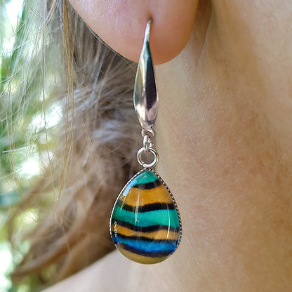 Mandarin Teardrop Earrings - Stainless Steel Hooks