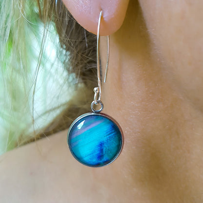 Parrotfish 1 Round Earrings - Sterling Silver Drops