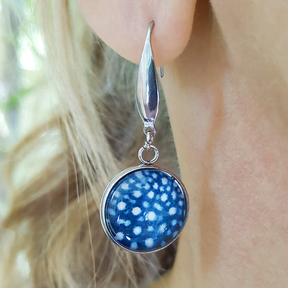 Whale Shark Dreaming Round Earrings - Stainless Steel Hooks