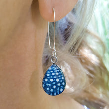 Load image into Gallery viewer, Whale Shark Dreaming Tear Drop Earrings Silver Wires
